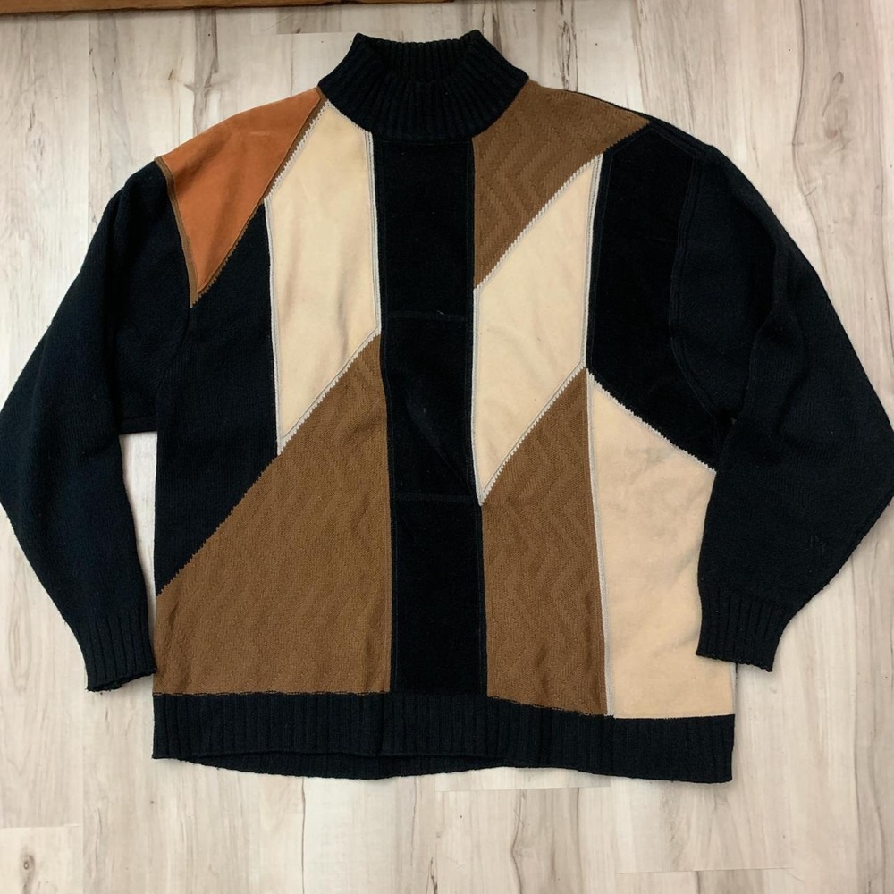 Virgola Uomo Vintage 90s Color Block Retro Sweater Mens XL Multicolored